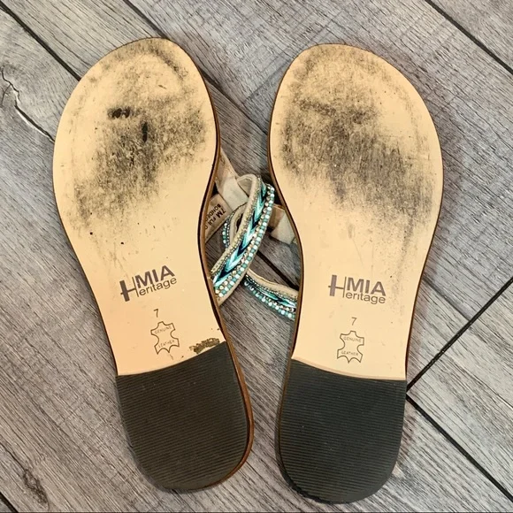 MiA Heritage FIJI Leather Embroidered Beaded Sandals 7M - Picture 7 of 12